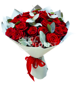 red roses with greenery
